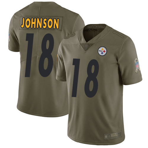 Youth Pittsburgh Steelers Football #18 Limited Olive Diontae Johnson 2017 Salute to Service Nike NFL Jersey